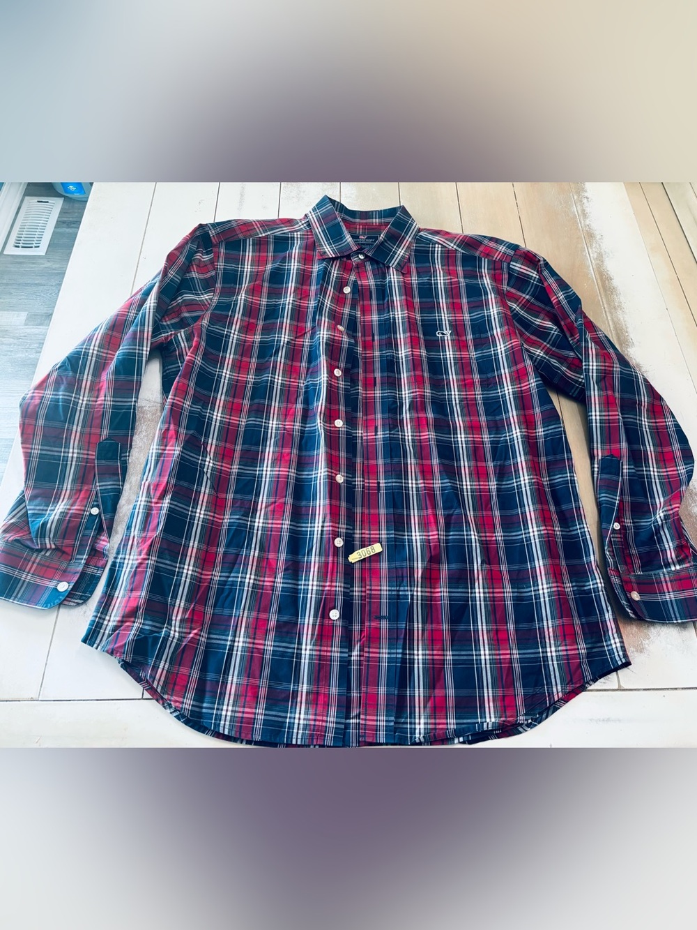 Vineyard Vines Red & Navy Plaid Button-Down Shirt - Men's